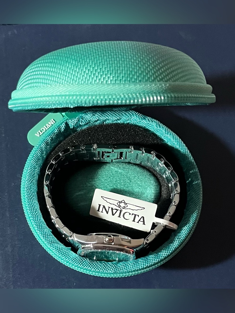 Invicta Silver tone Watch with Aqua/Turquoise Dial and Crystal Bezel - Picture 3 of 6